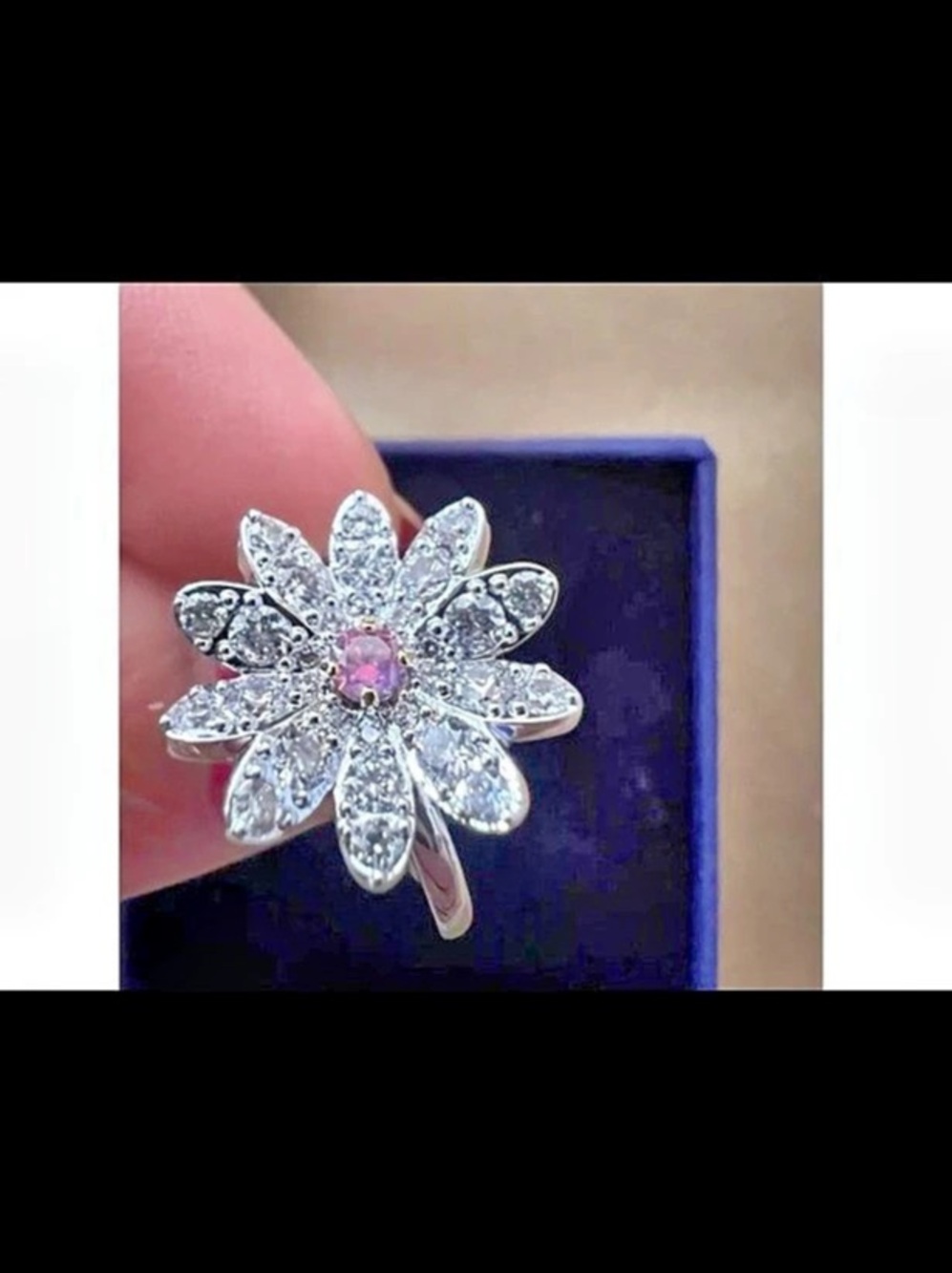 Swarovski Eternal Flower ring 52 Flower Pink Mixed metal finish